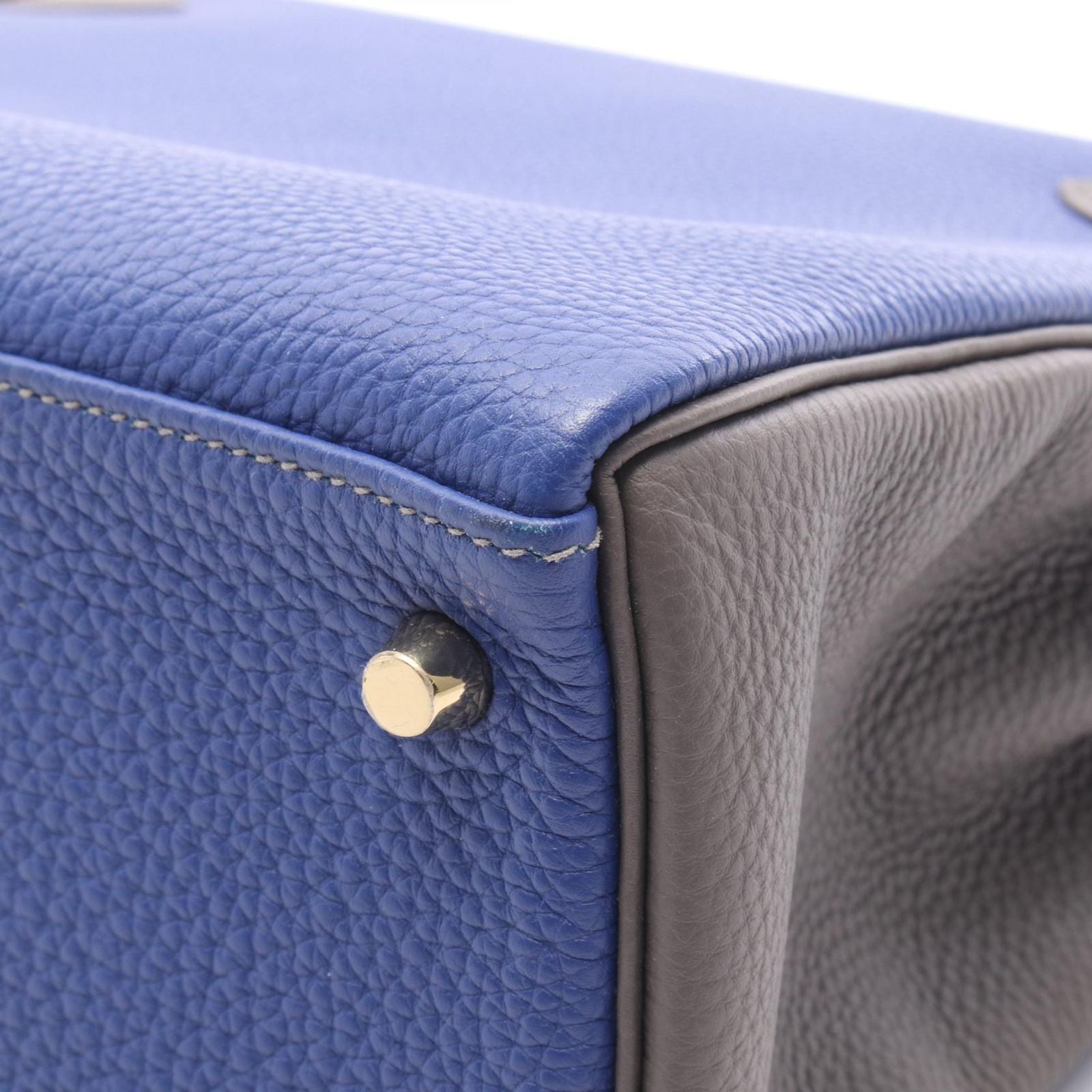 Hermes Handbag Kelly 28 Personal Order Retourne 2-Way Blue Electric Etain — view 7