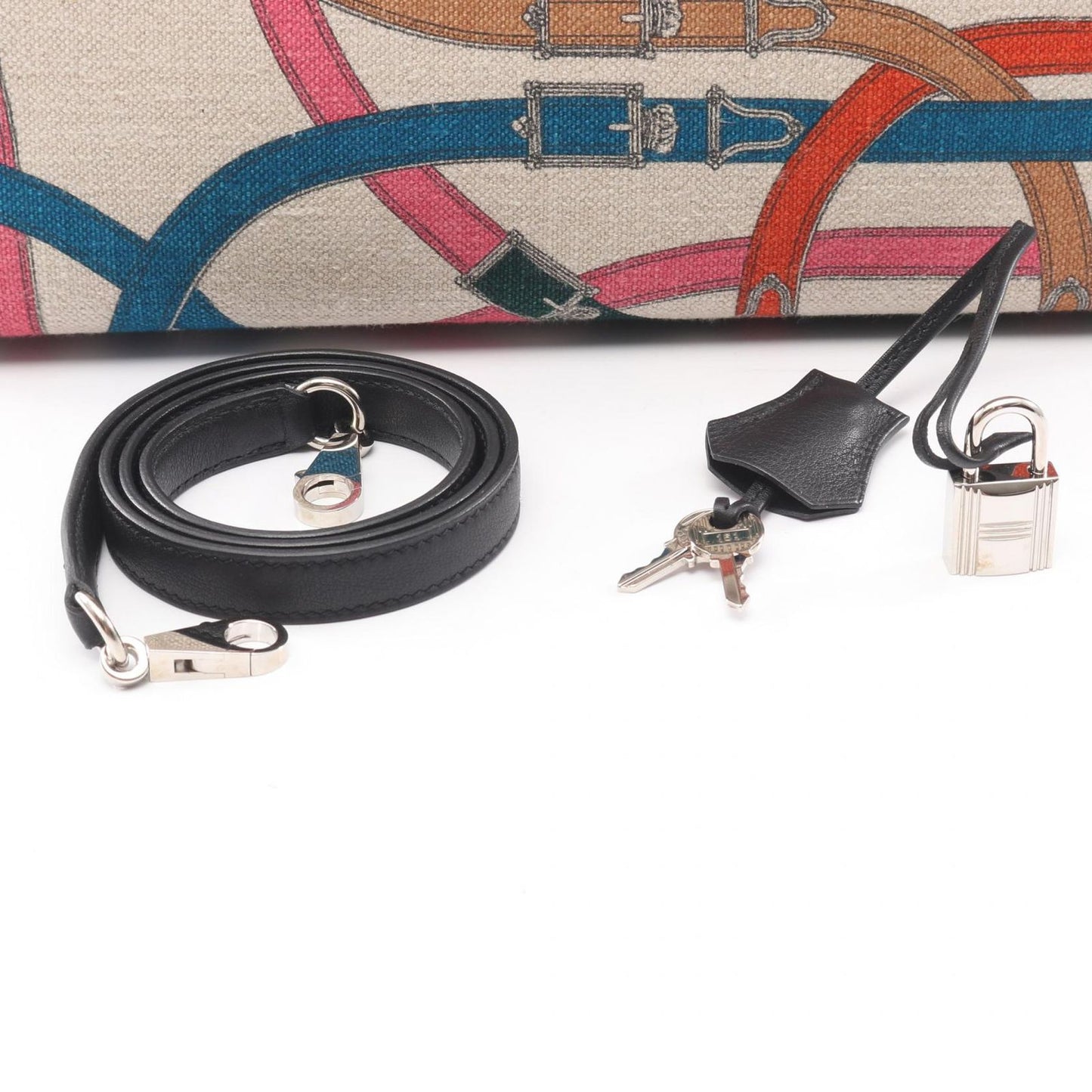 Hermes Handbag Kelly 32 Cavalcadour 2-Way Sellier Beige Black Multi Canvas — view 6