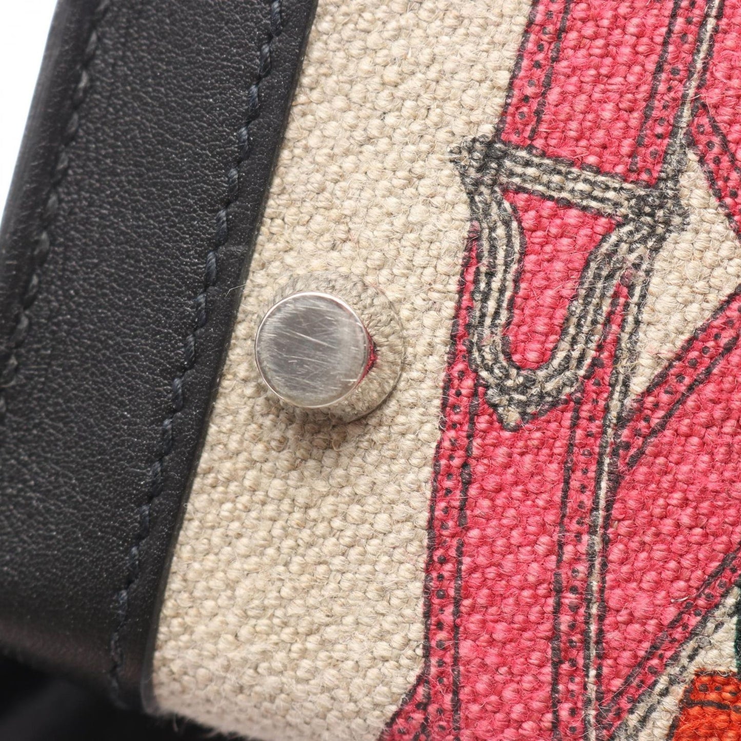 Hermes Handbag Kelly 32 Cavalcadour 2-Way Sellier Beige Black Multi Canvas — view 9