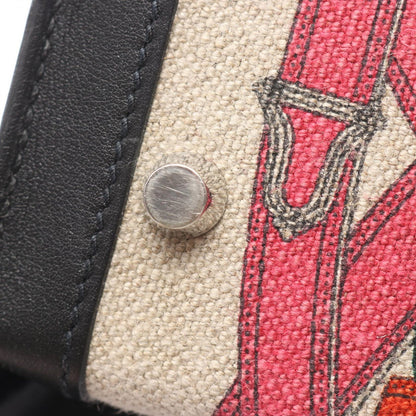 Hermes Handbag Kelly 32 Cavalcadour 2-Way Sellier Beige Black Multi Canvas — view 9