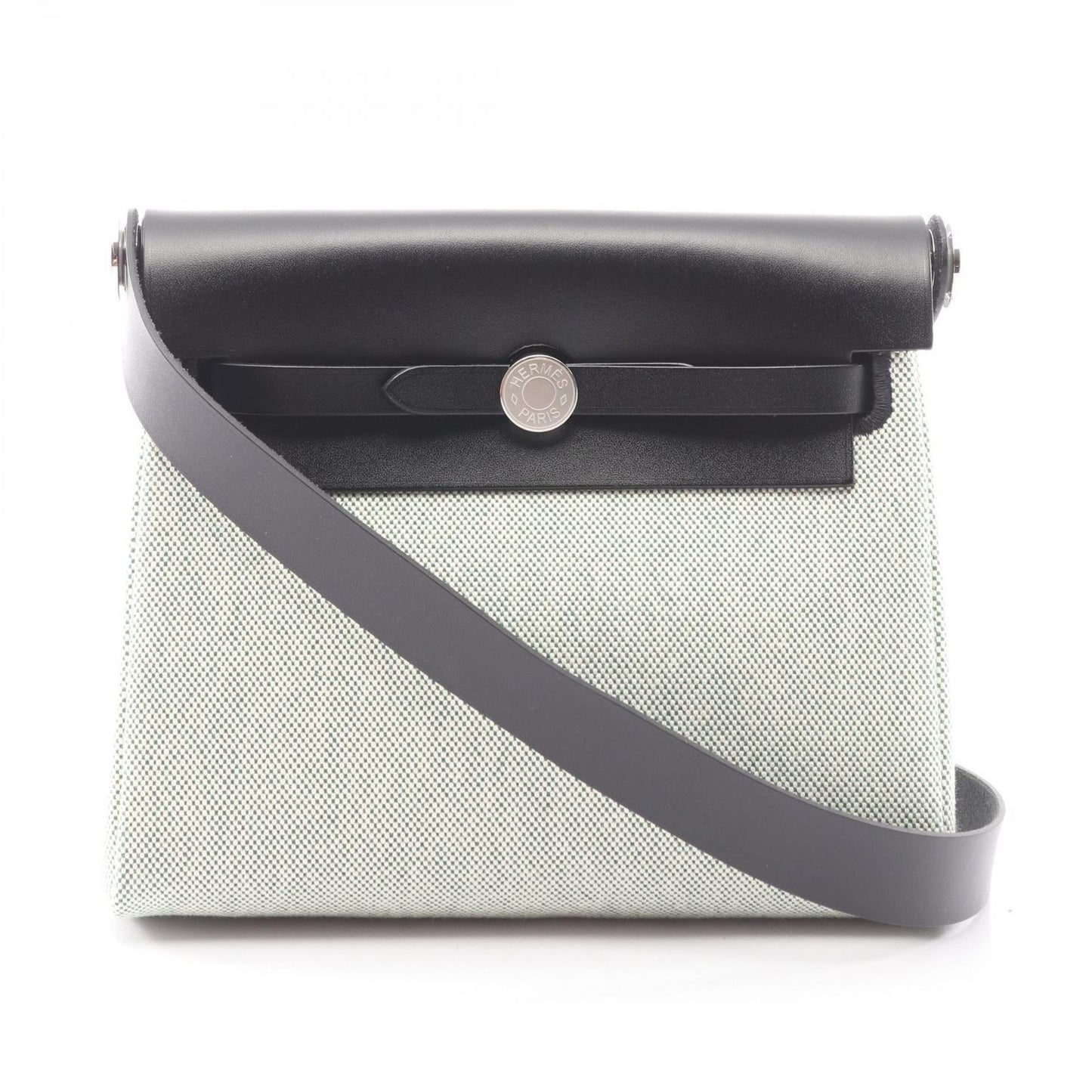 Hermes Shoulder Bag Herbag Zip Mini Black Vert Moyane Canvas Leather
