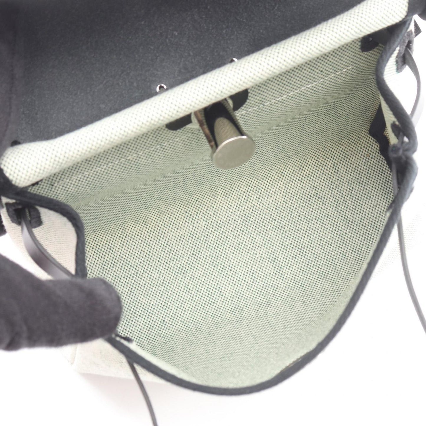 Hermes Shoulder Bag Herbag Zip Mini Black Vert Moyane Canvas Leather — view 3