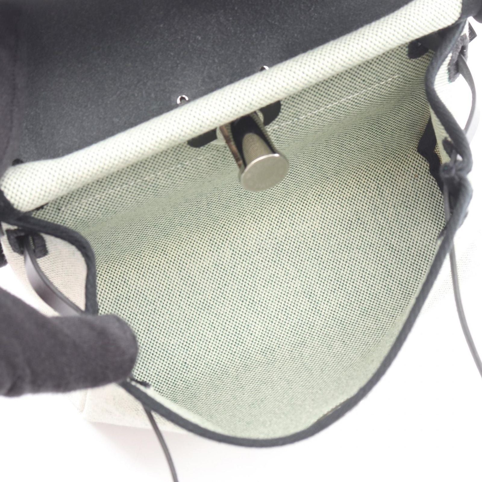 Hermes Shoulder Bag Herbag Zip Mini Black Vert Moyane Canvas Leather — view 3