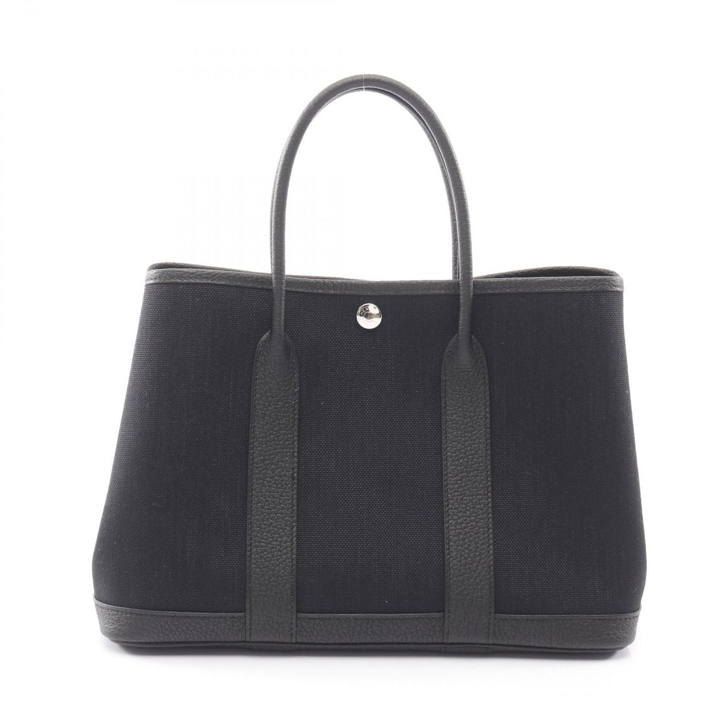 Hermes Tote Garden Party TPM Black Canvas Leather