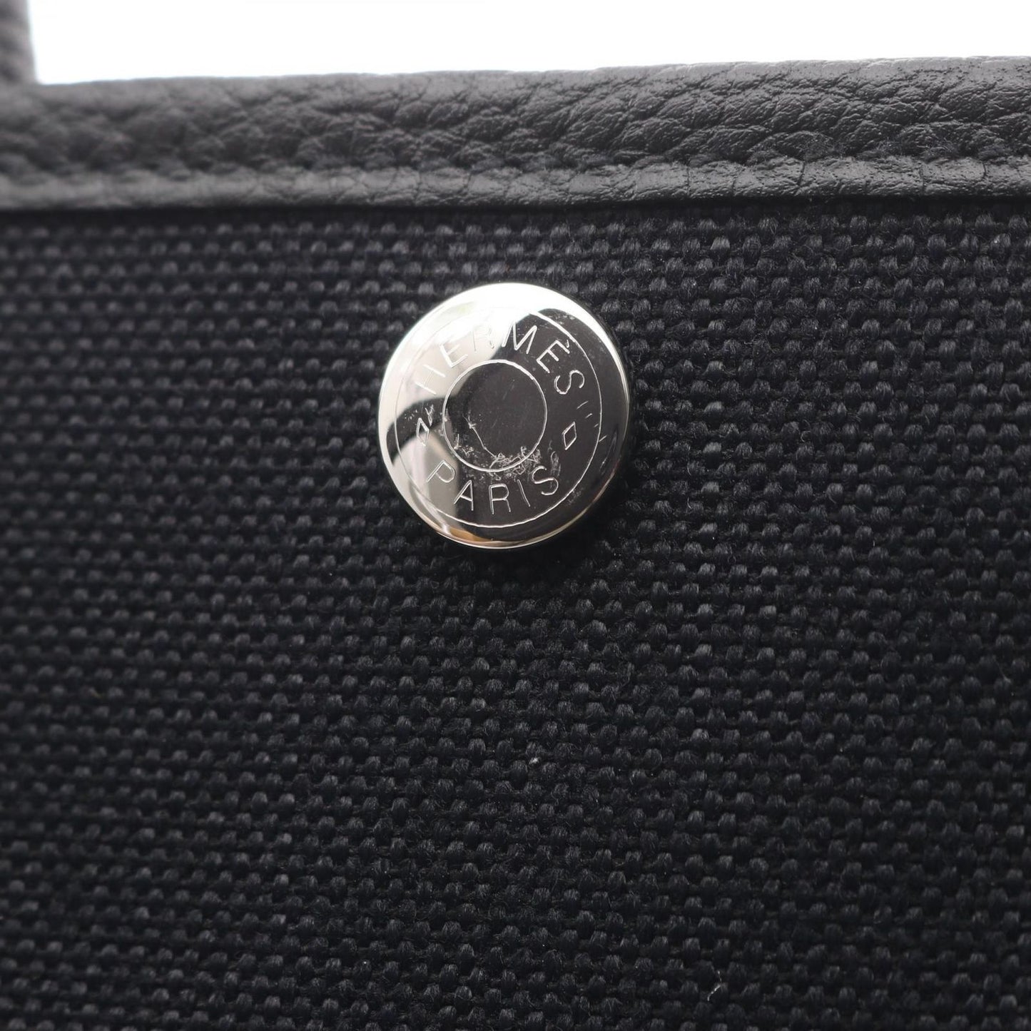 Hermes Tote Garden Party TPM Black Canvas Leather — view 7