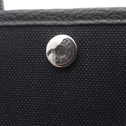 Hermes Tote Garden Party TPM Black Canvas Leather — view 7