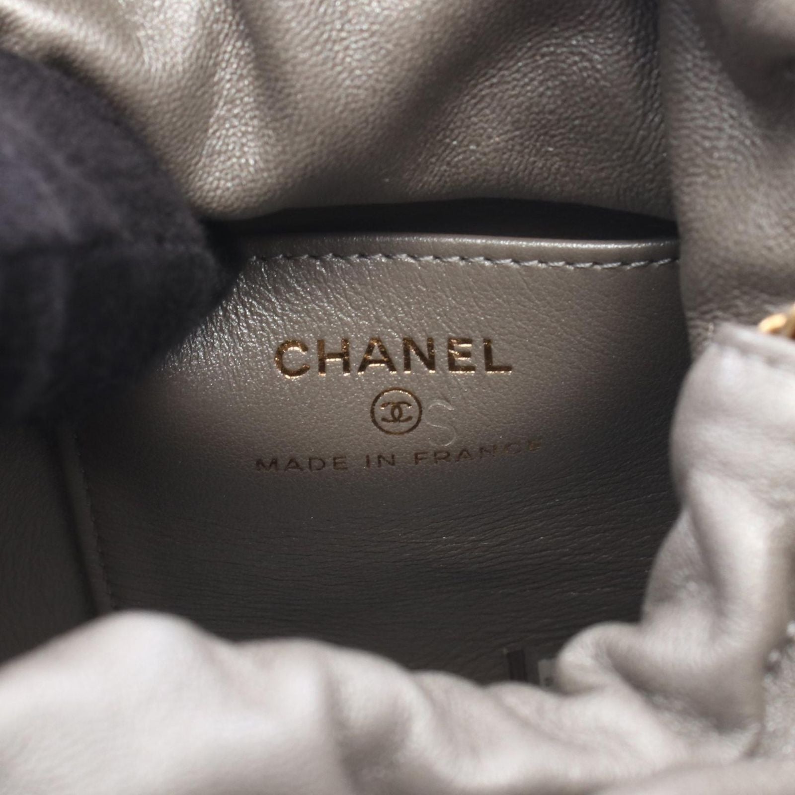 Chanel Shoulder Bag Small Bead Embroidery Silver Gray Lambskin — view 4