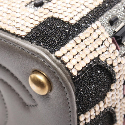 Chanel Shoulder Bag Small Bead Embroidery Silver Gray Lambskin — view 6