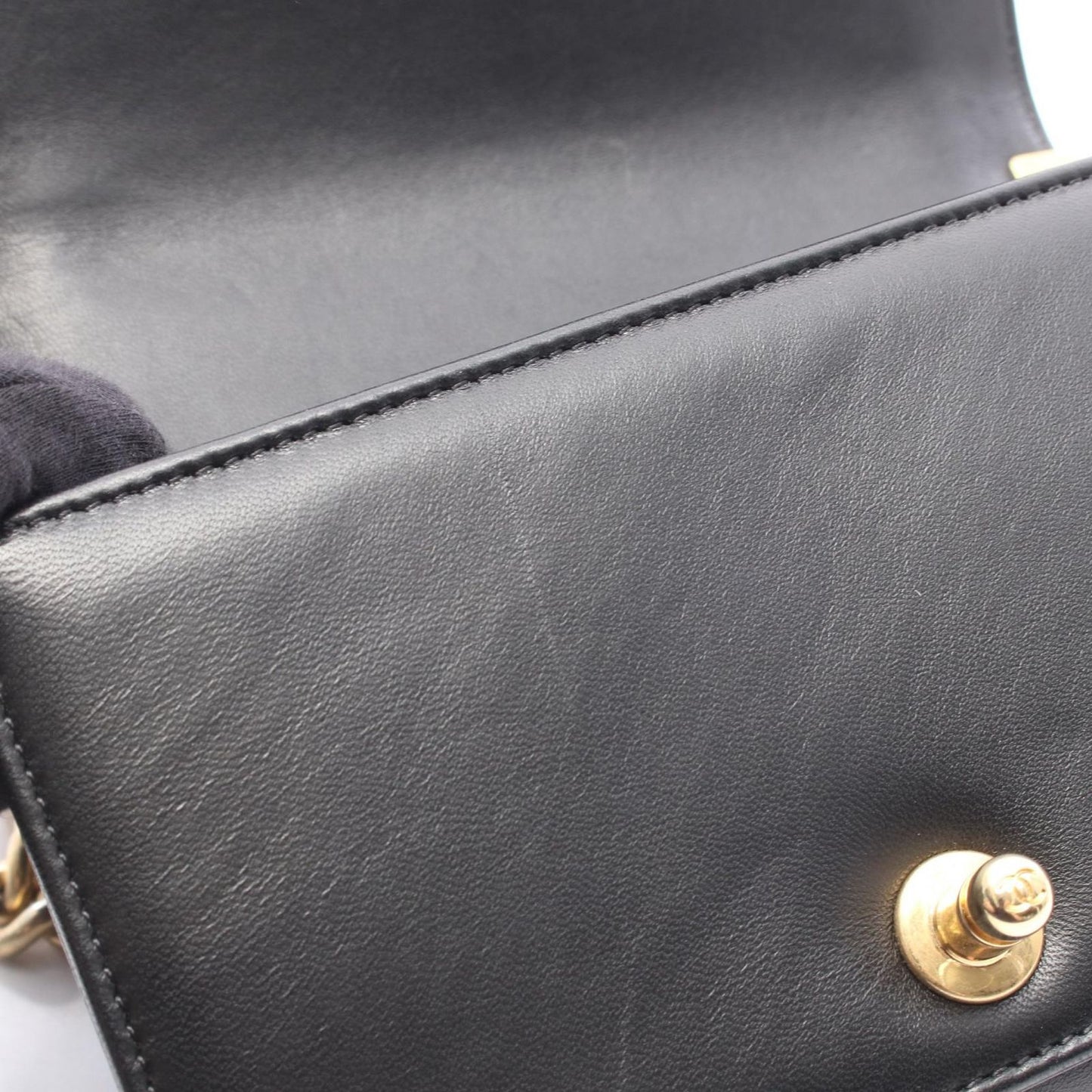 Chanel Shoulder Bag Small Black Lambskin Small Chain — view 8