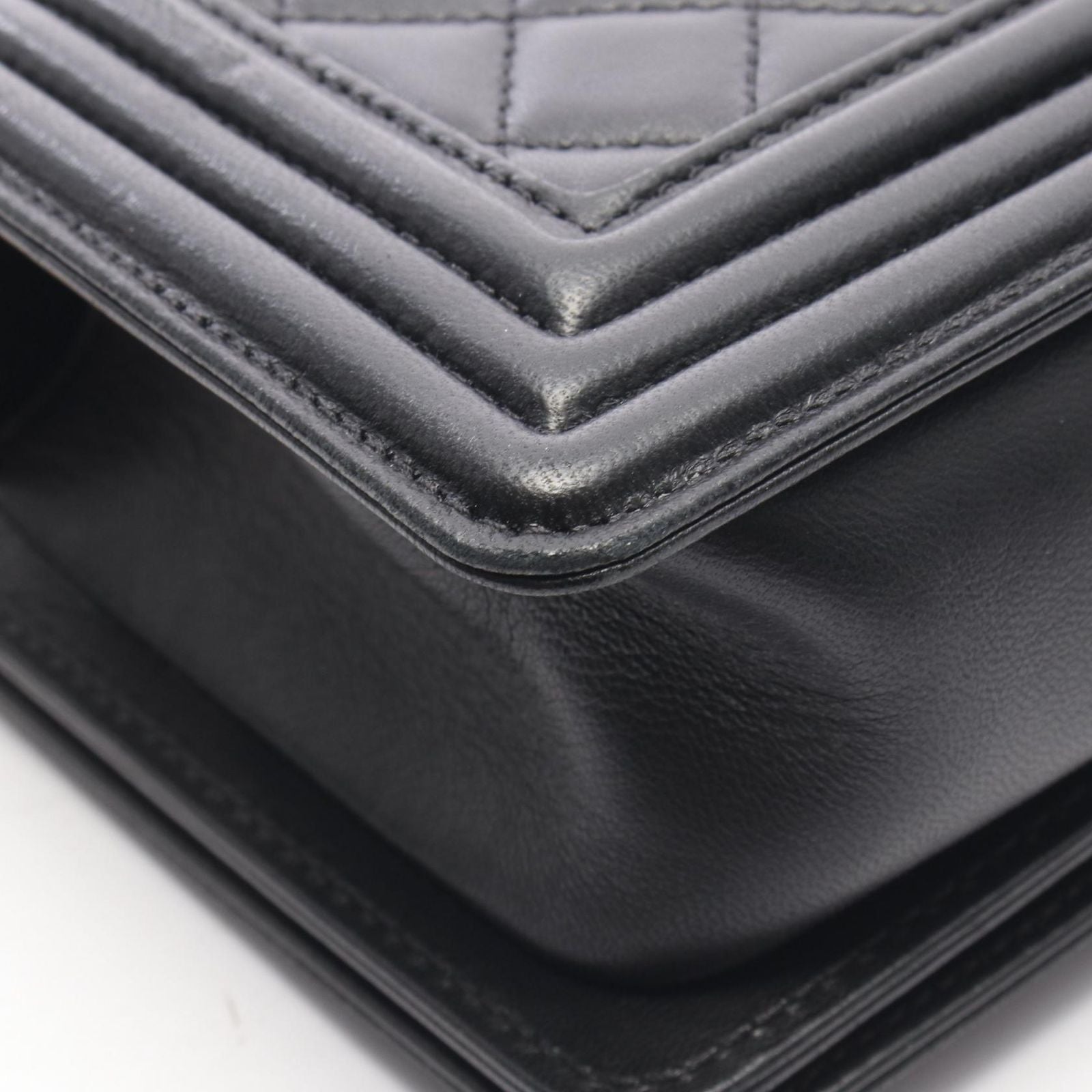 Chanel Shoulder Bag Small Black Lambskin Small Chain — view 9