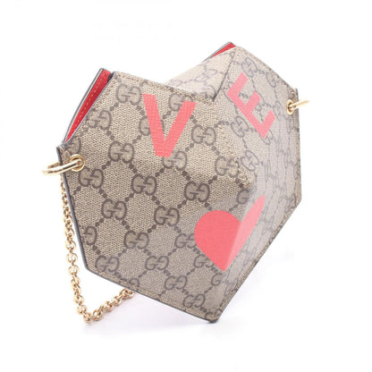Gucci Shoulder Bag Ophidia Small Heart GG Supreme Beige Red Canvas Chain — view 2