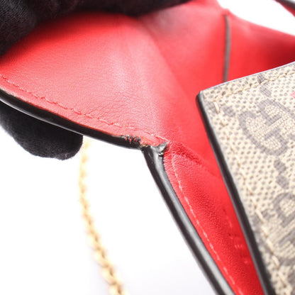 Gucci Shoulder Bag Ophidia Small Heart GG Supreme Beige Red Canvas Chain — view 6