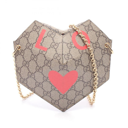 Gucci Shoulder Bag Ophidia Small Heart GG Supreme Beige Red Canvas Chain