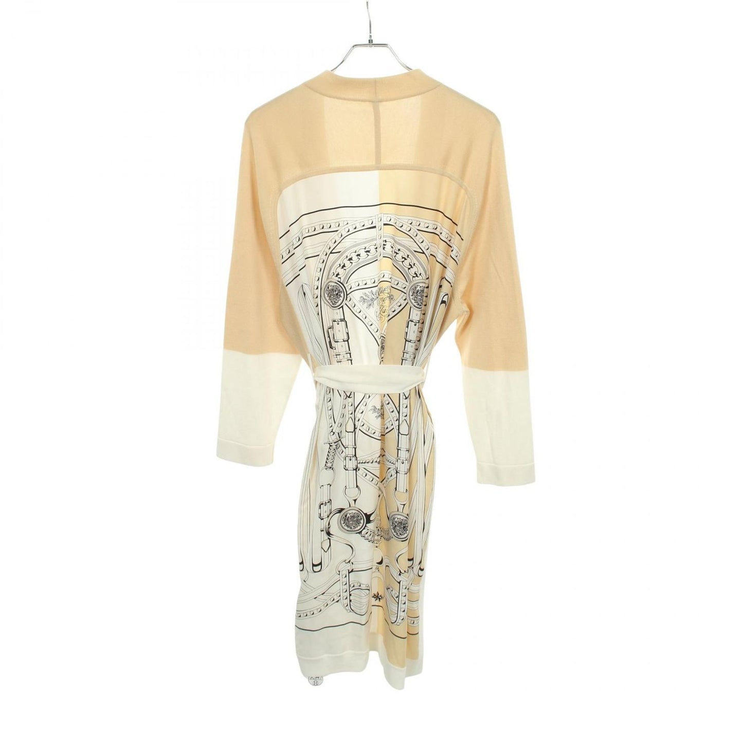 Hermes Cardigan Twill Lane Grand Tralala Contrast Long White Silk Cotton — view 2