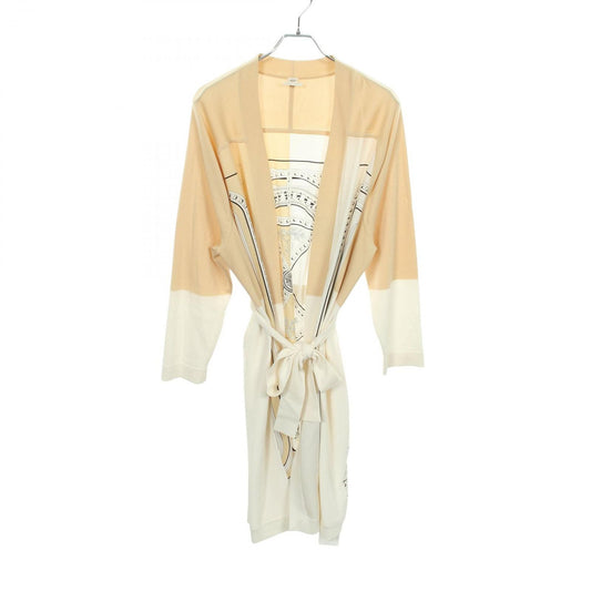 Hermes Cardigan Twill Lane Grand Tralala Contrast Long White Silk Cotton