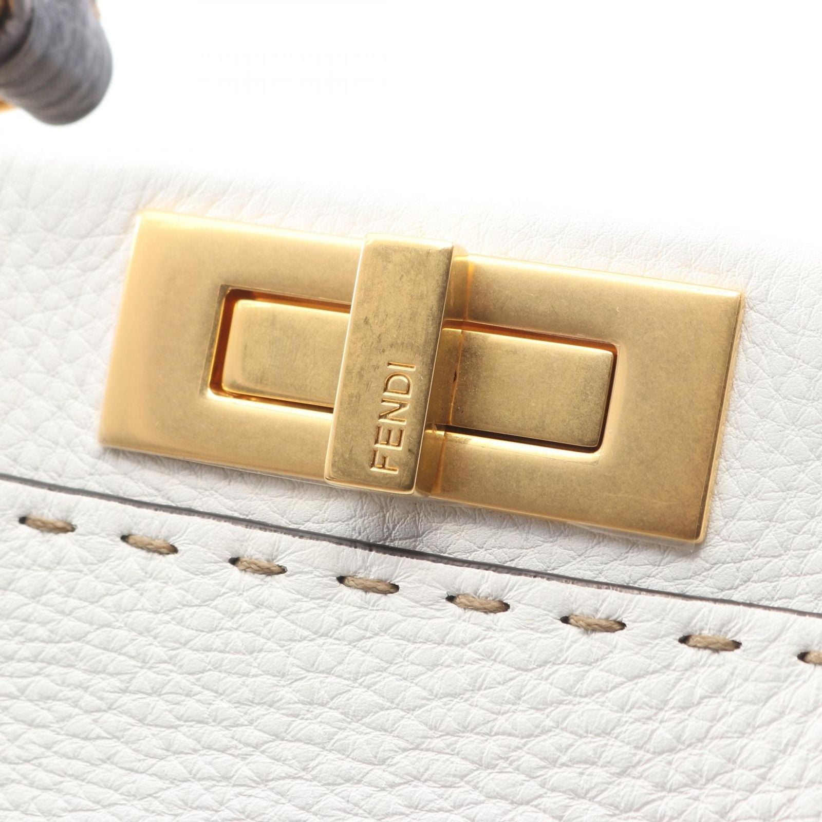 Fendi Handbag Peekaboo Regular Selleria 2-Way White Navy Leather — view 8