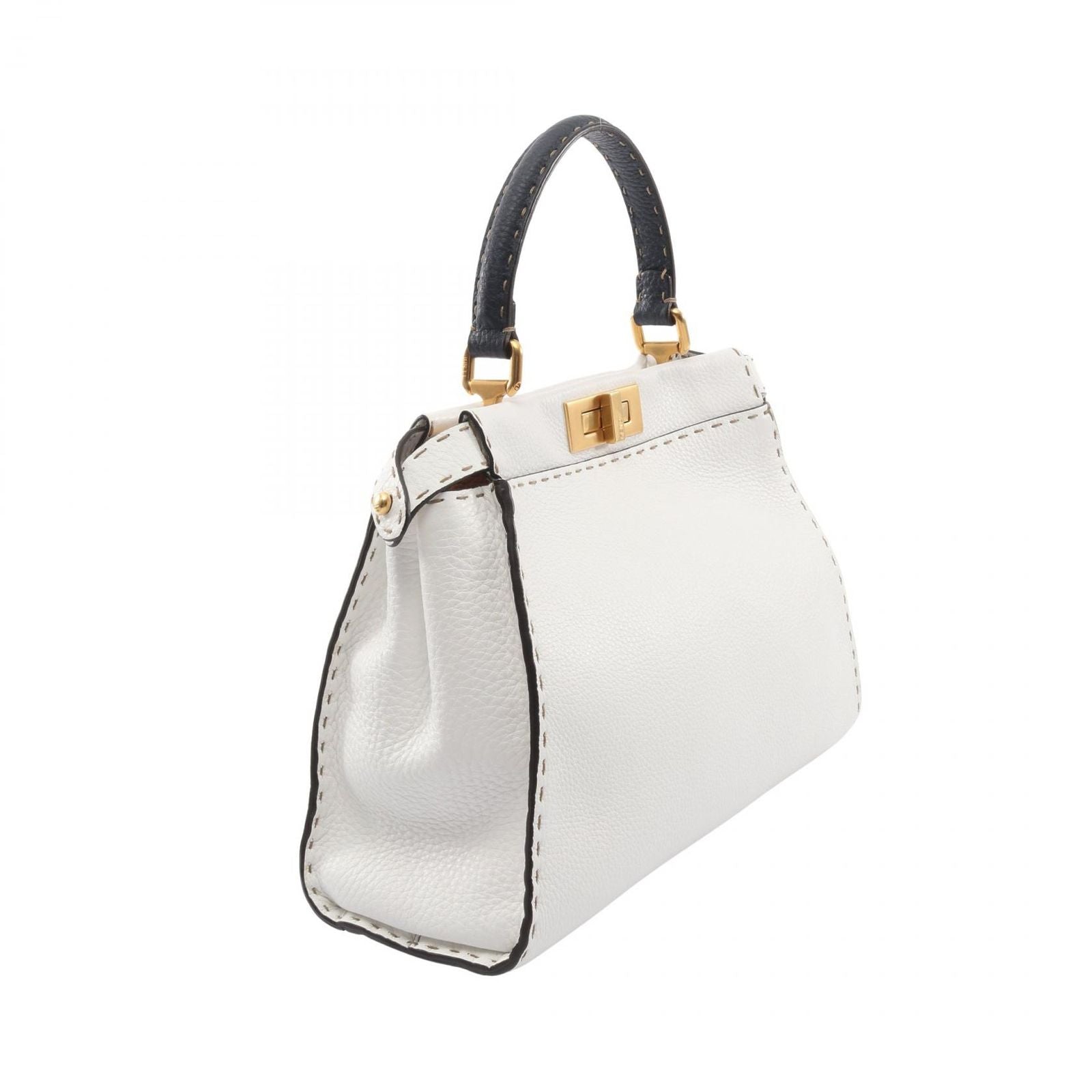 Fendi Handbag Peekaboo Regular Selleria 2-Way White Navy Leather — view 2