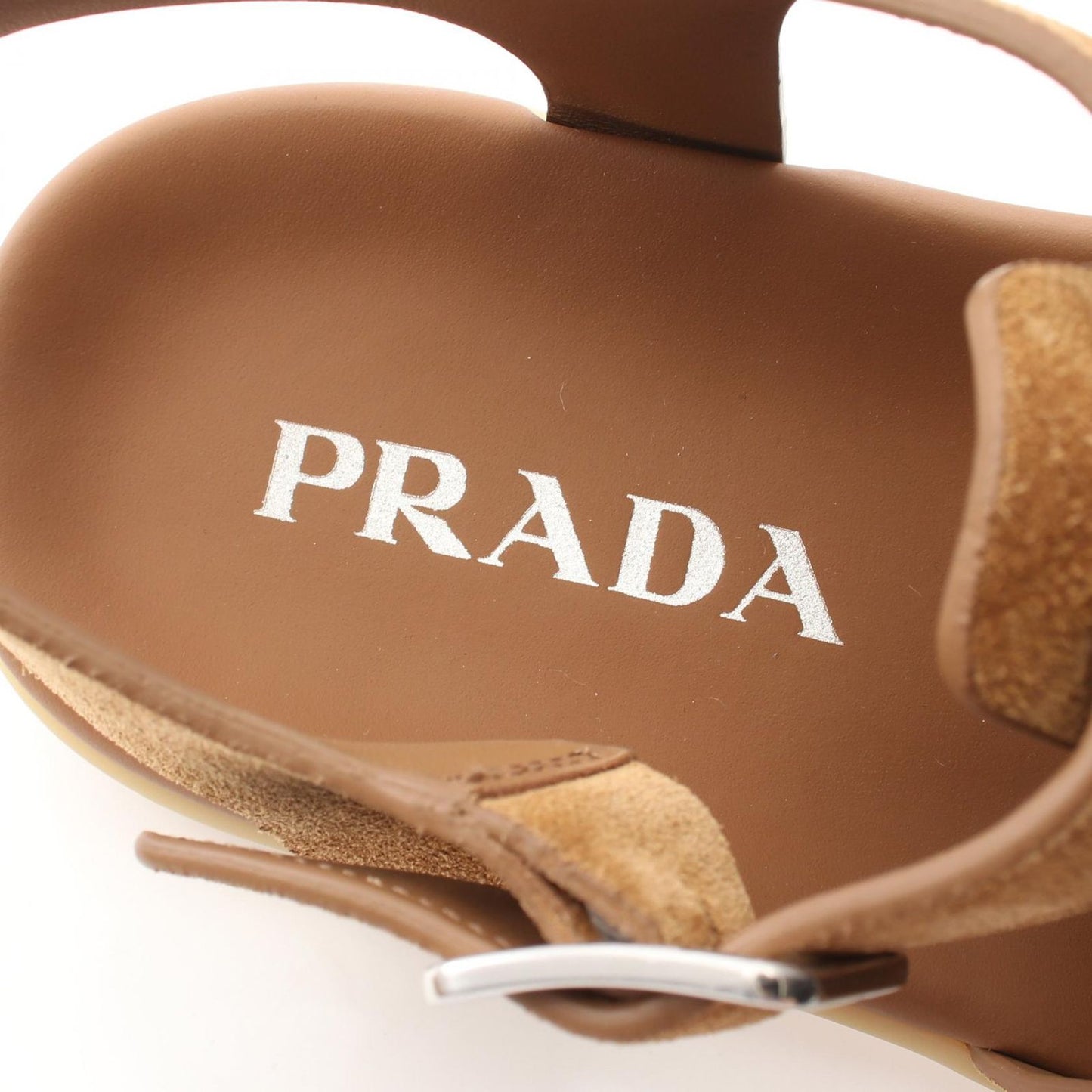 Prada Sandals Triangle Logo Fisherman Beige Suede — view 5