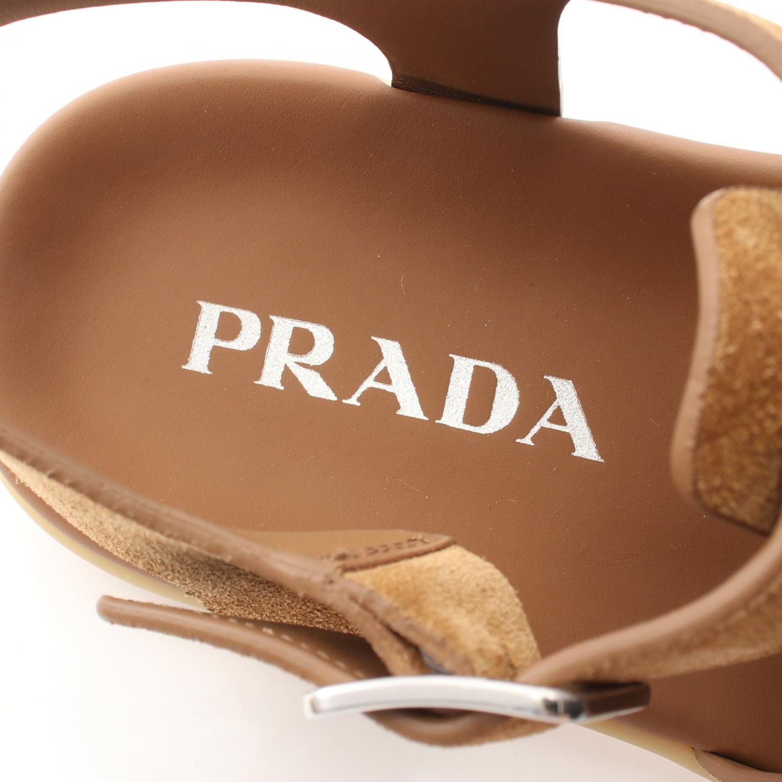 Prada Sandals Triangle Logo Fisherman Beige Suede — view 5