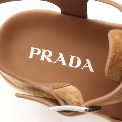 Prada Sandals Triangle Logo Fisherman Beige Suede — view 5