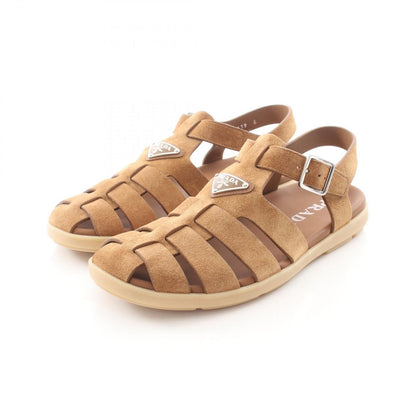 Prada Sandals Triangle Logo Fisherman Beige Suede