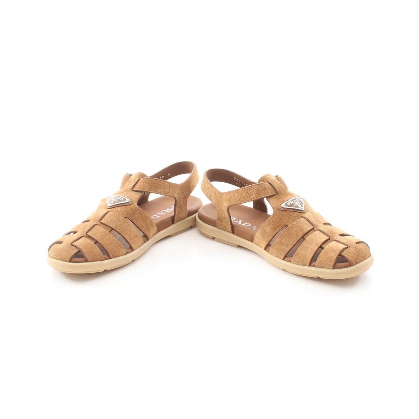 Prada Sandals Triangle Logo Fisherman Beige Suede — view 3