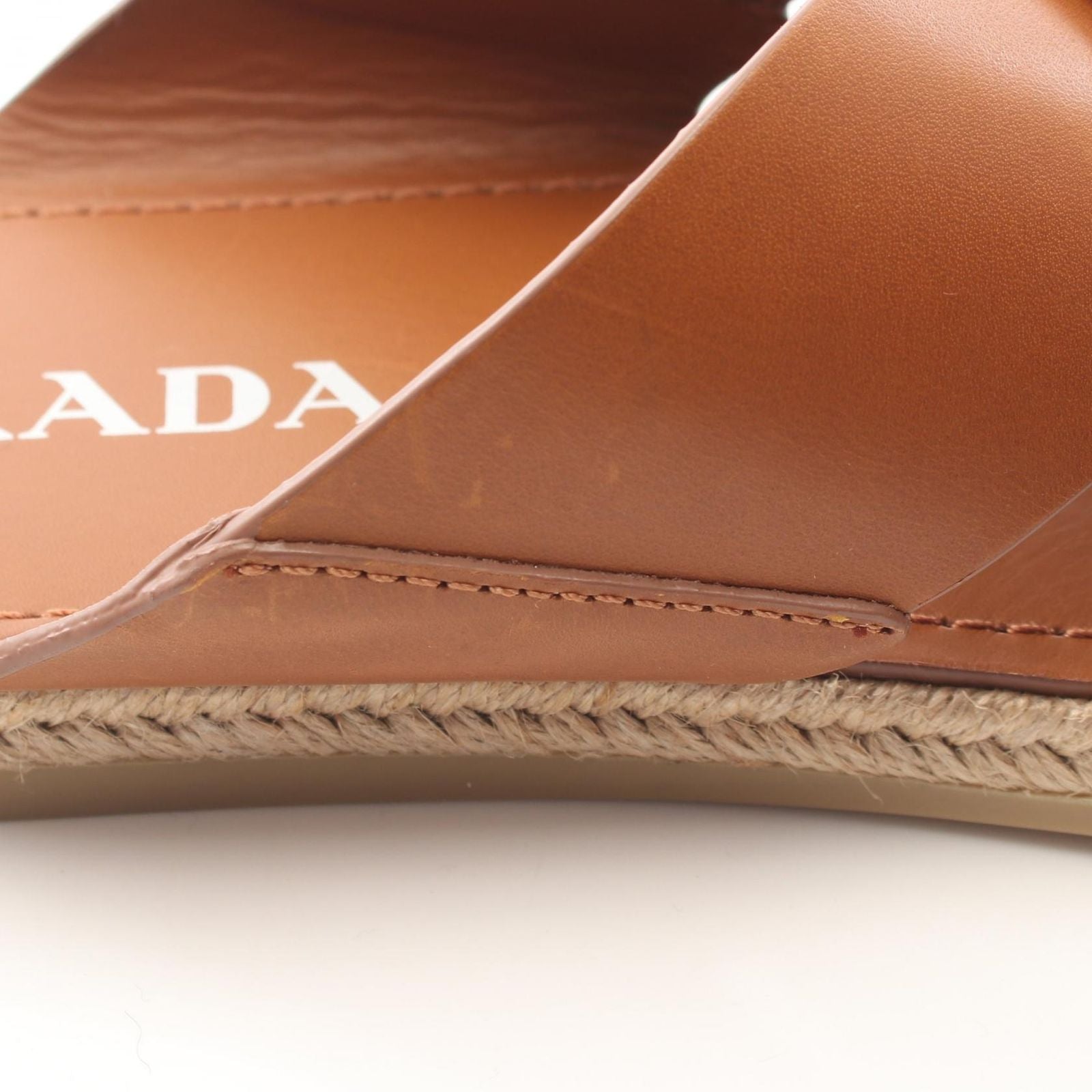 Prada Sandals Triangle Logo Criss Cross Leather — view 7