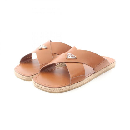 Prada Sandals Triangle Logo Criss Cross Leather