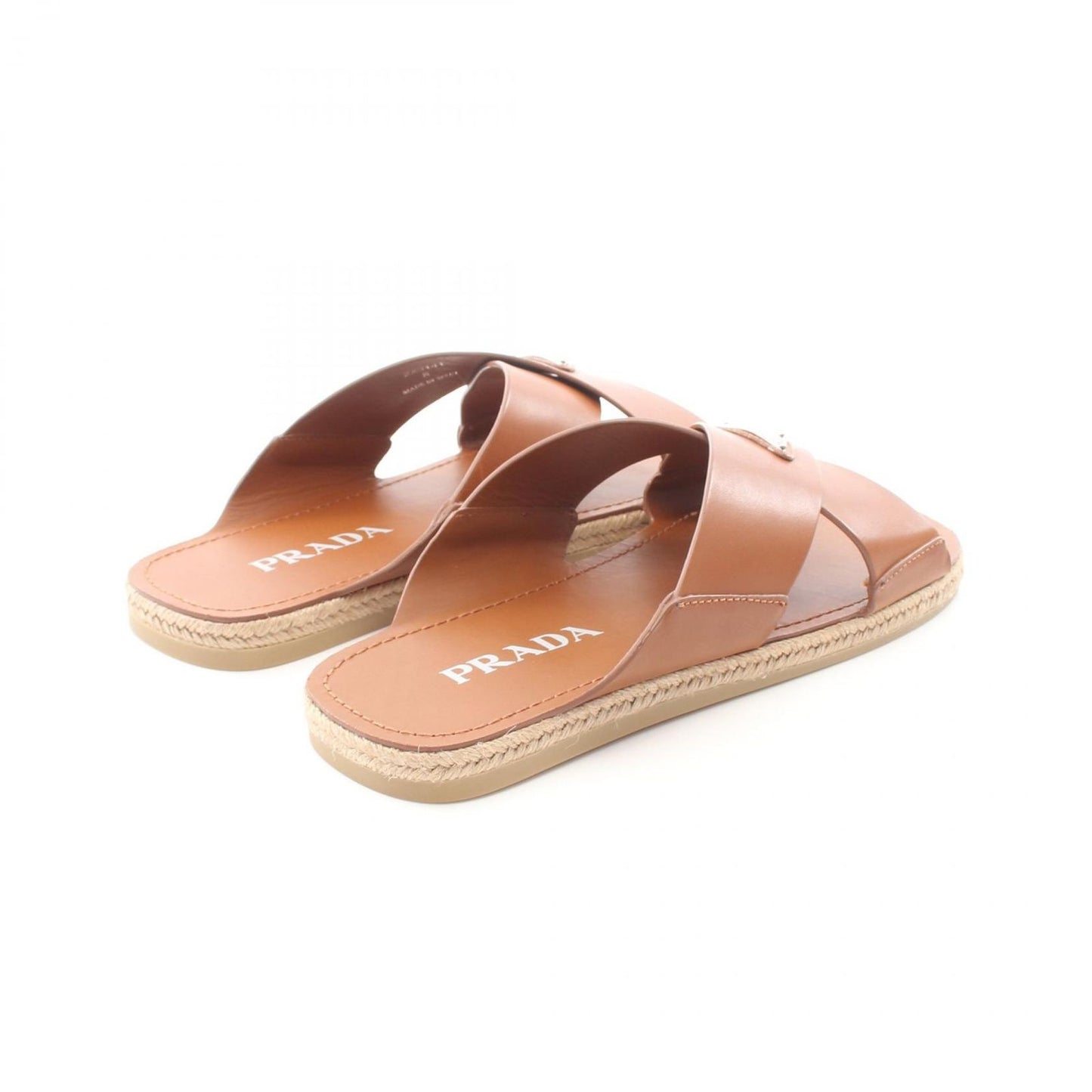 Prada Sandals Triangle Logo Criss Cross Leather — view 2