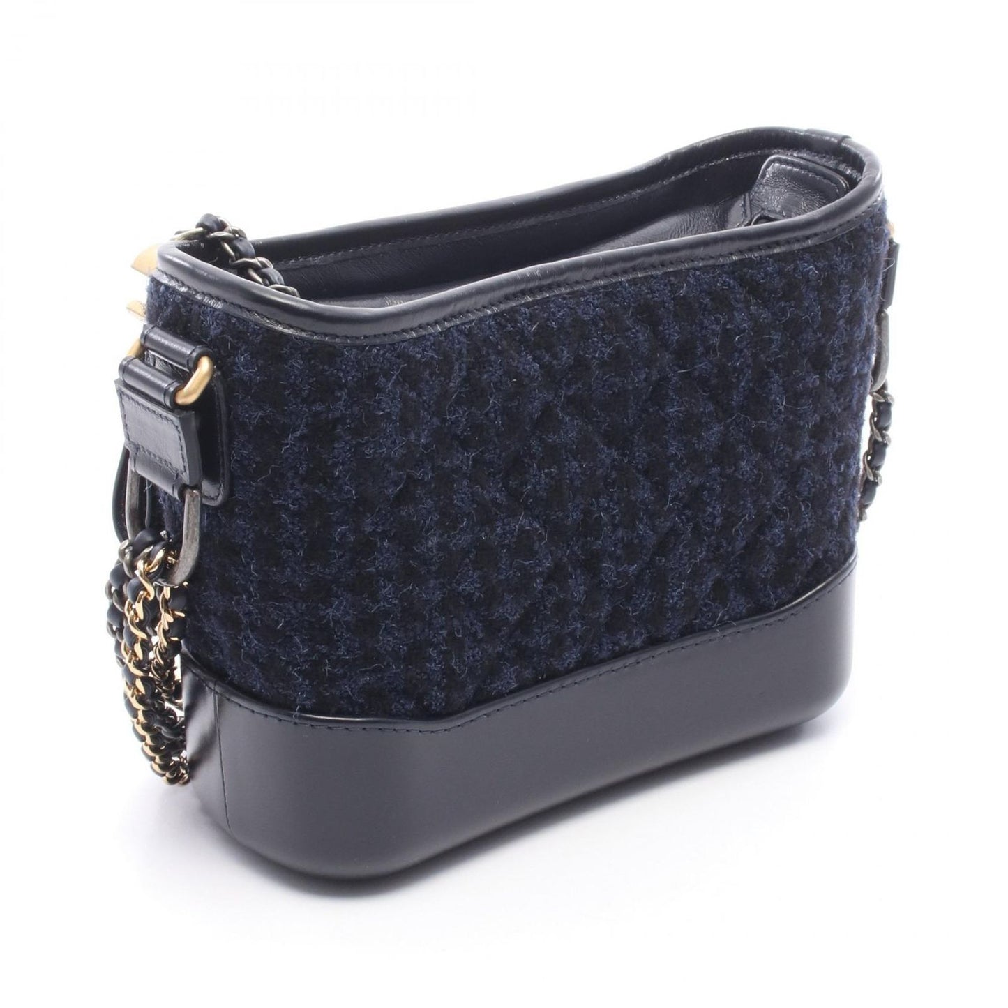 Chanel Shoulder Bag Gabriel de Small Hobo Navy Fabric Leather Chain — view 2