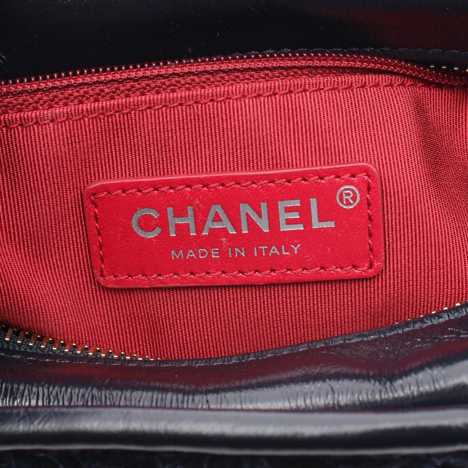 Chanel Shoulder Bag Gabriel de Small Hobo Navy Fabric Leather Chain — view 4