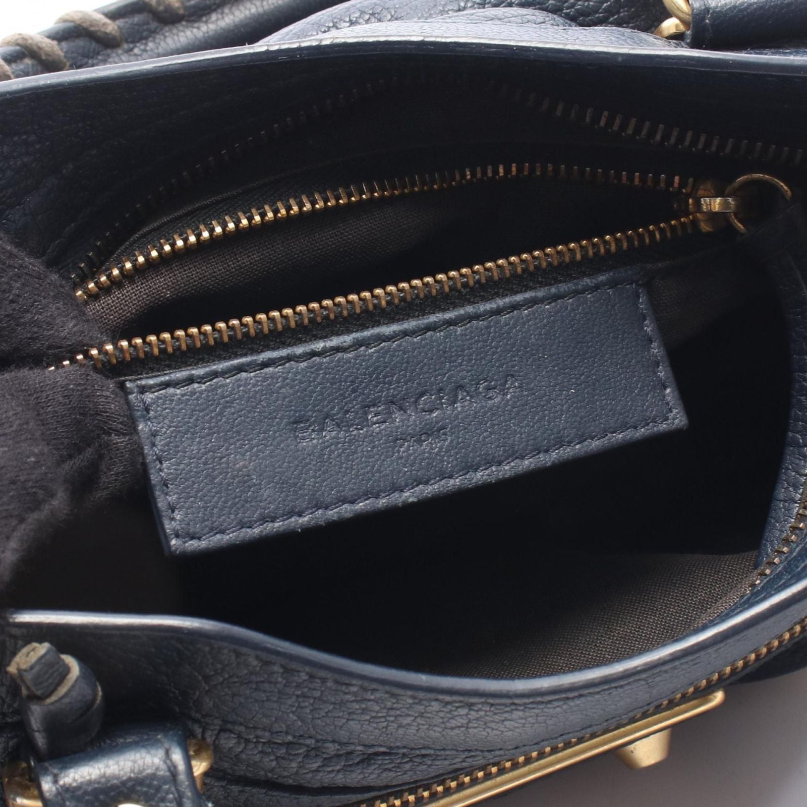 Balenciaga Handbag Classic Metallic Edge Mini City 2-Way Navy Leather — view 4