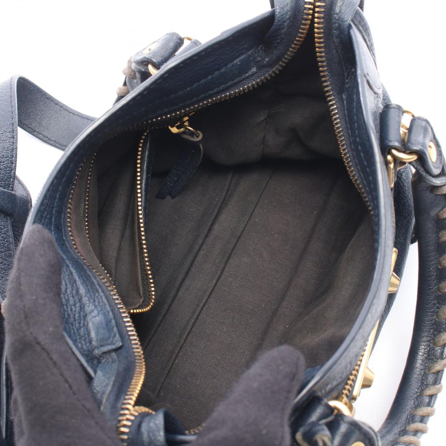 Balenciaga Handbag Classic Metallic Edge Mini City 2-Way Navy Leather — view 3