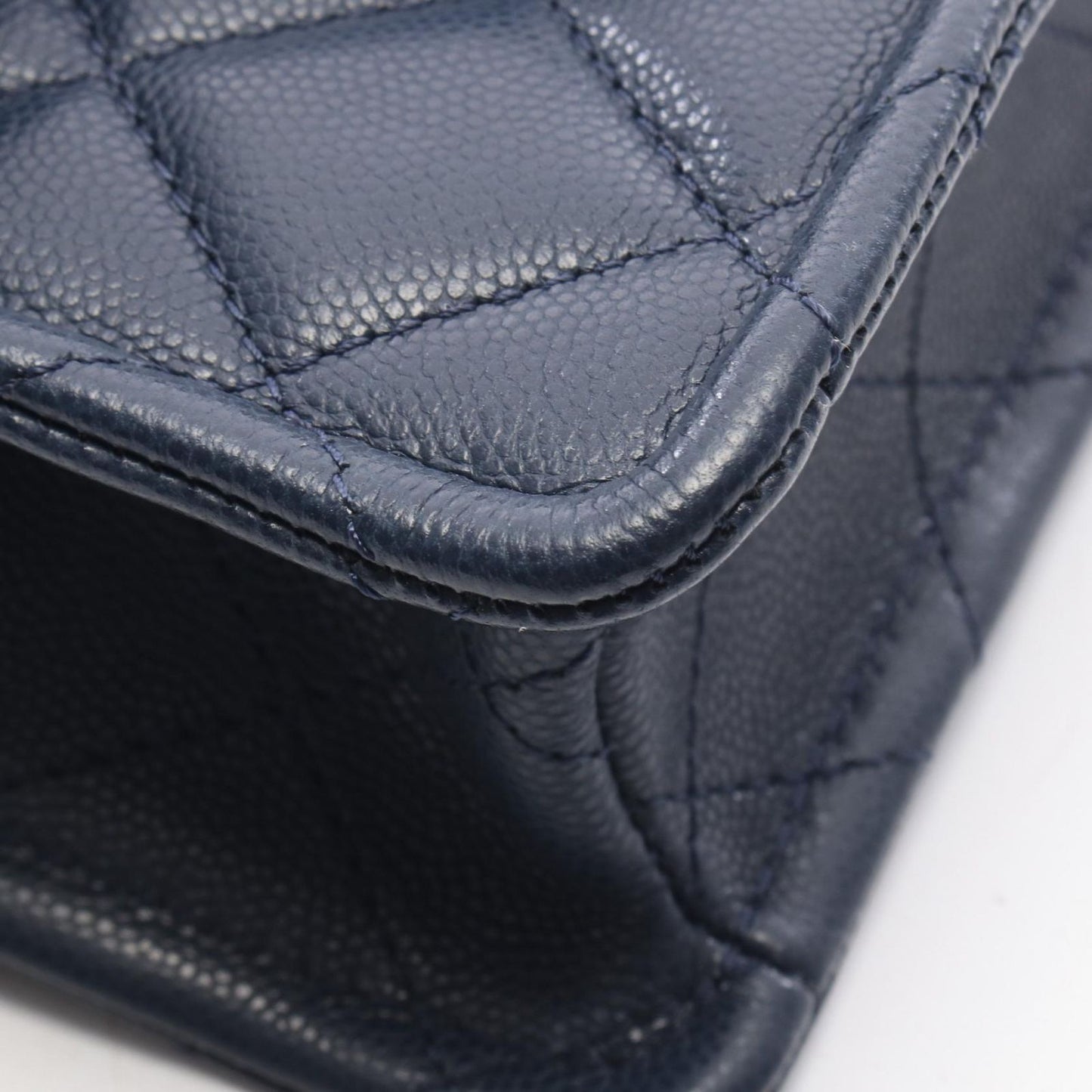 Chanel Shoulder Bag Quilted Navy Caviar Leather Mini Chain — view 7