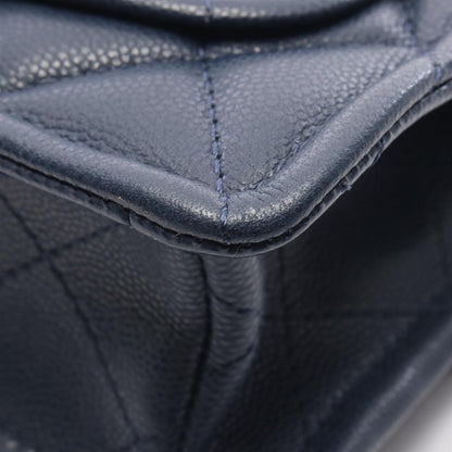 Chanel Shoulder Bag Quilted Navy Caviar Leather Mini Chain — view 8