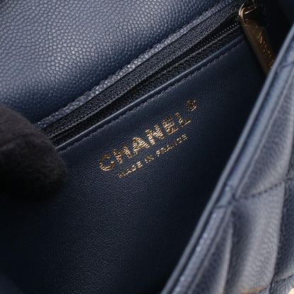 Chanel Shoulder Bag Quilted Navy Caviar Leather Mini Chain — view 4