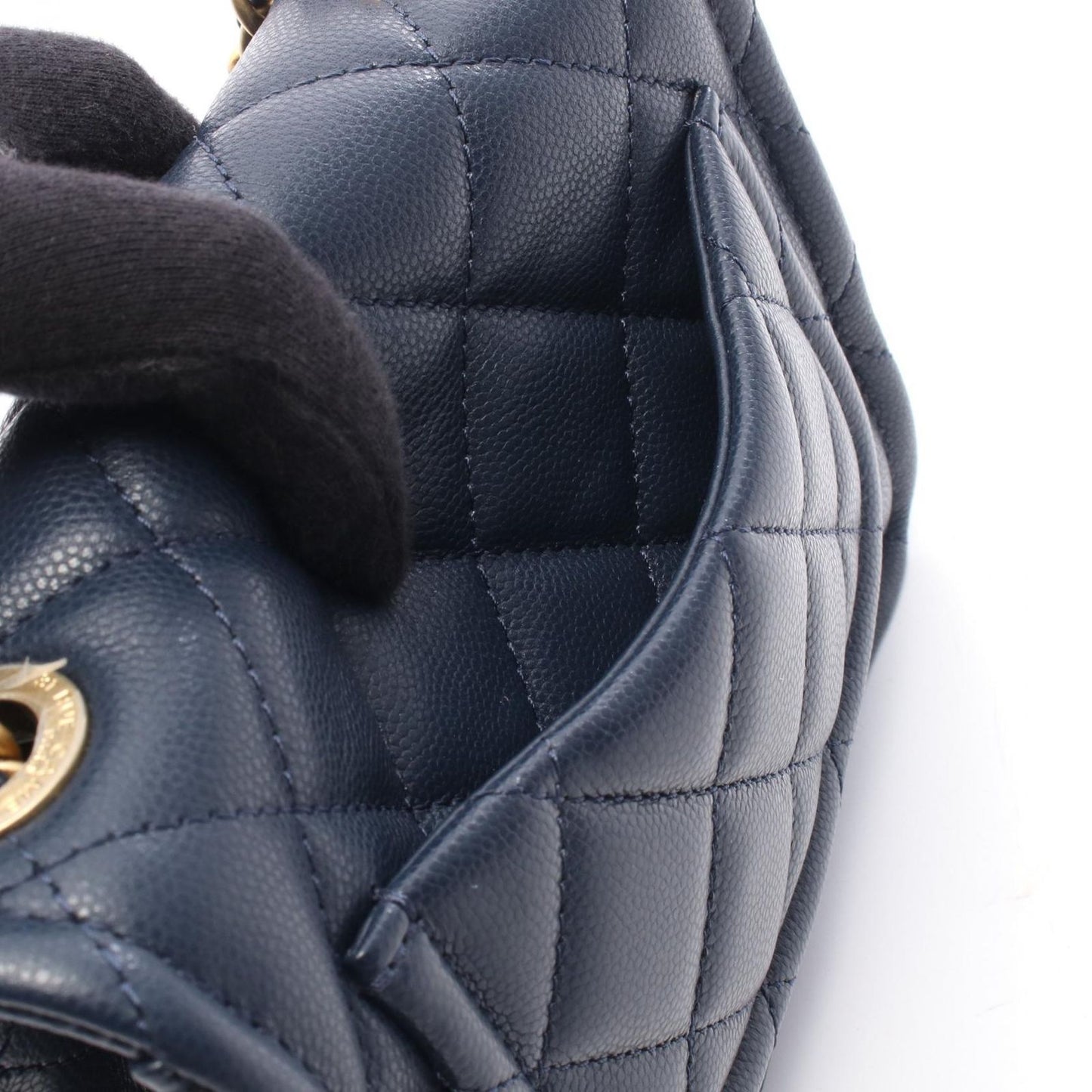 Chanel Shoulder Bag Quilted Navy Caviar Leather Mini Chain — view 6