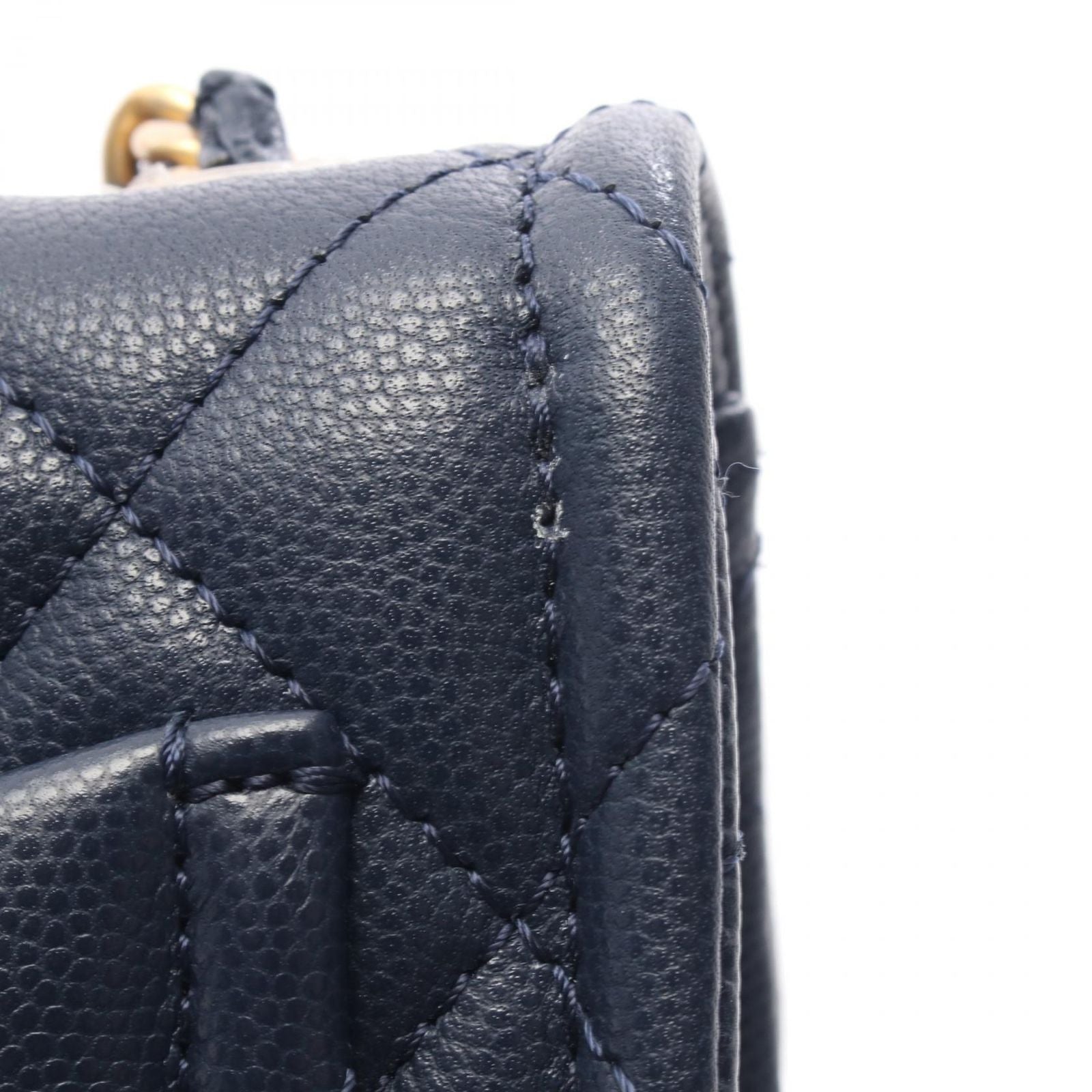 Chanel Shoulder Bag Quilted Navy Caviar Leather Mini Chain — view 9