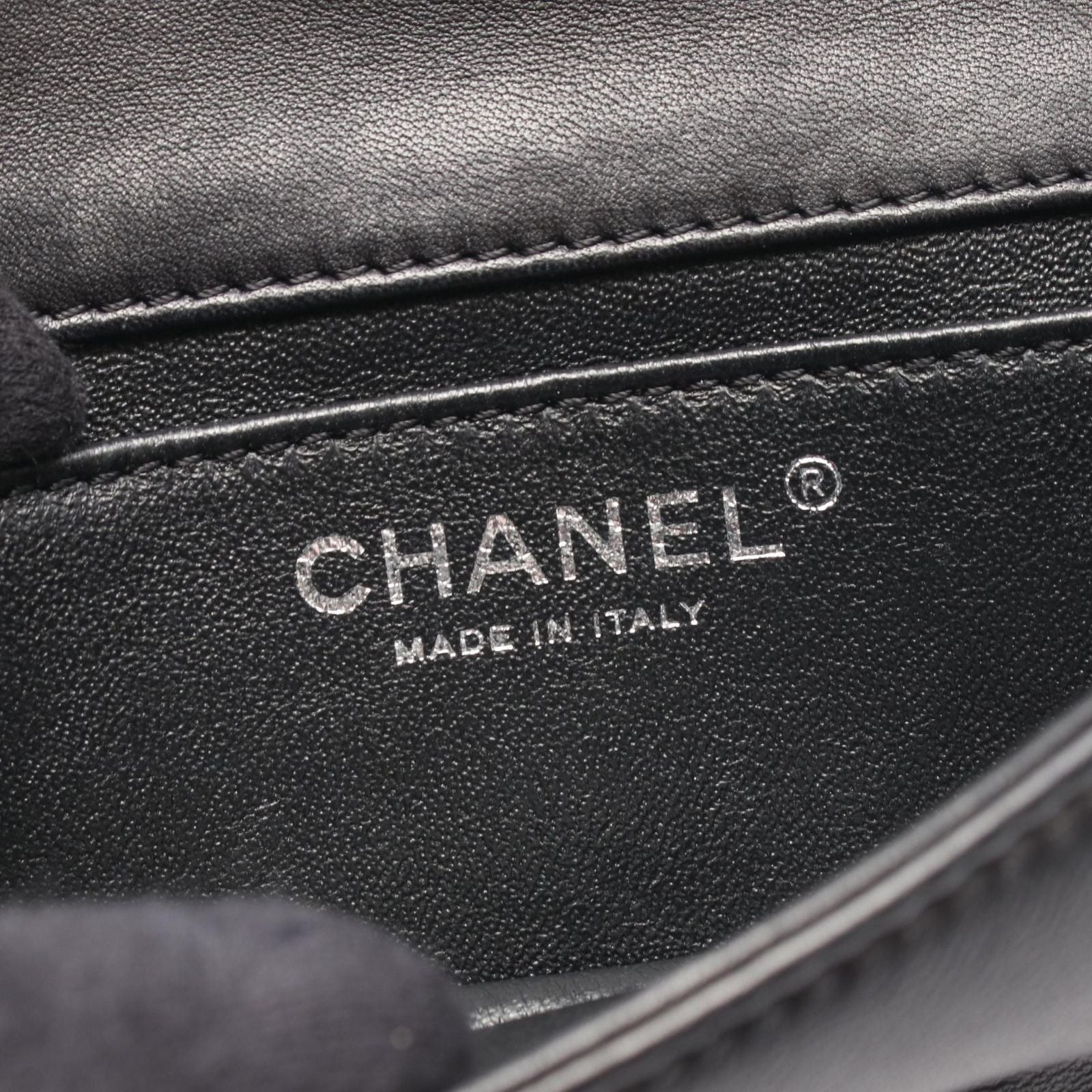 Chanel Shoulder Bag Interlace CC Logo Black Lambskin Chain — view 4