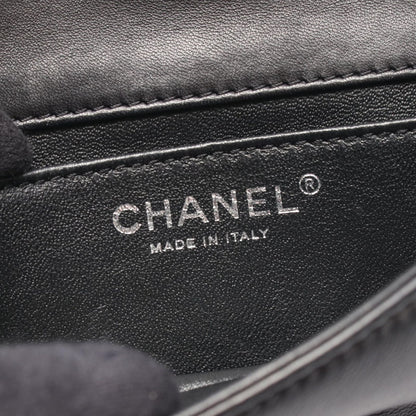 Chanel Shoulder Bag Interlace CC Logo Black Lambskin Chain — view 4