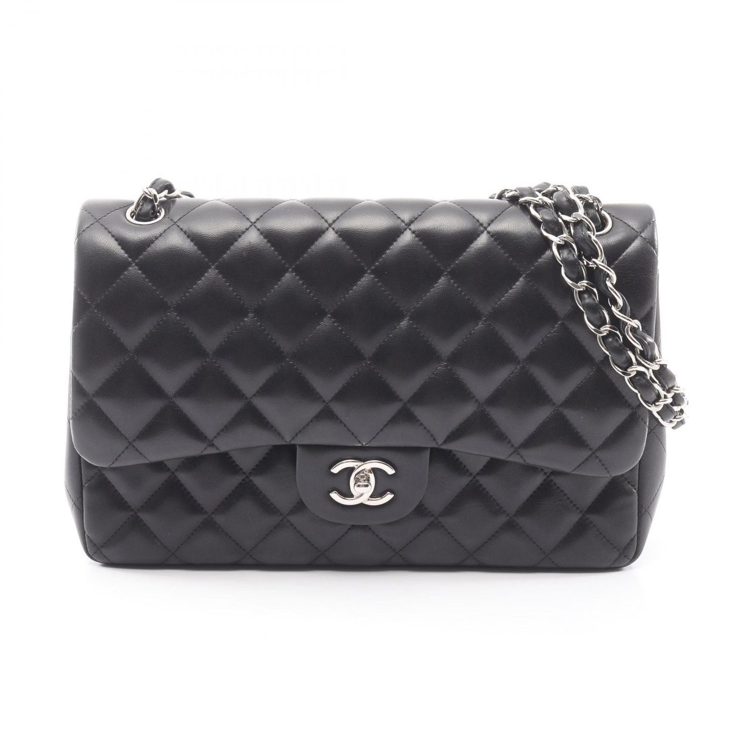Chanel Shoulder Bag Big Quilted 30 Classic Large Double Flap Black Lambskin