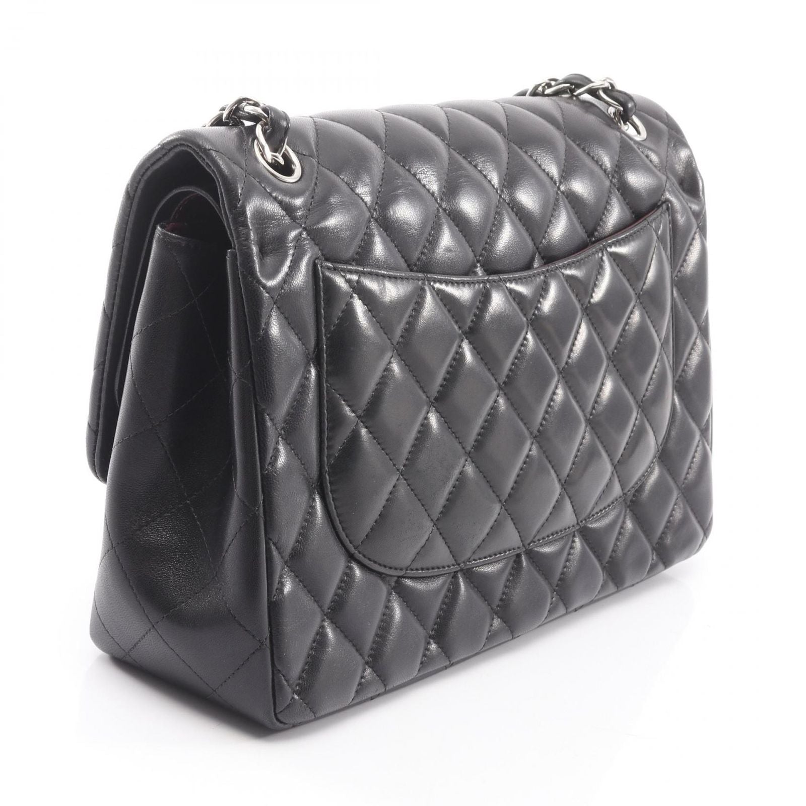 Chanel Shoulder Bag Big Quilted 30 Classic Large Double Flap Black Lambskin — view 2