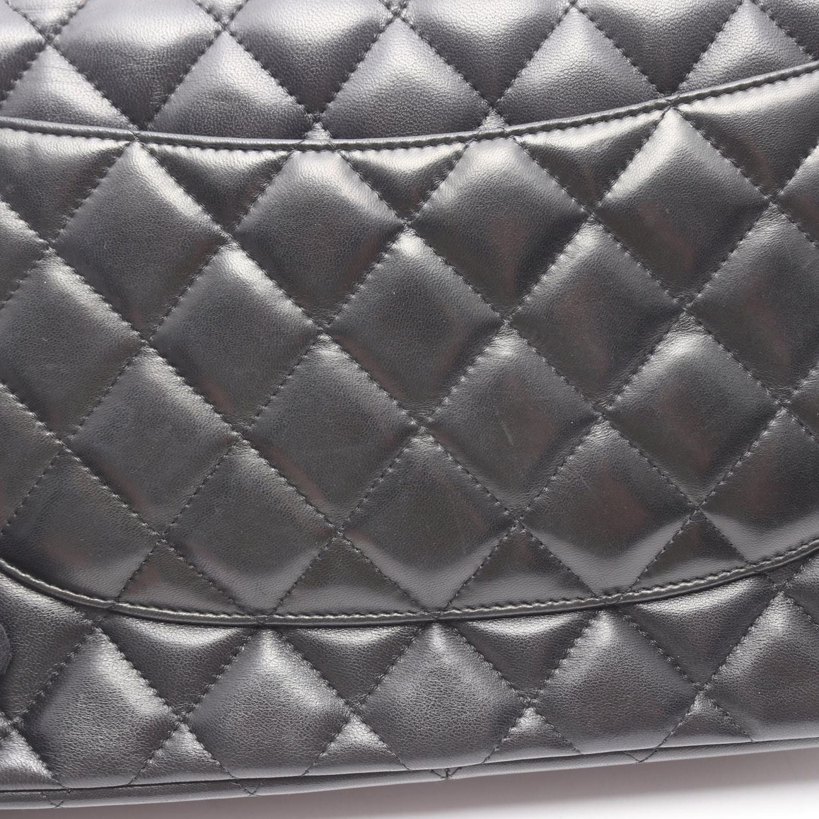 Chanel Shoulder Bag Big Quilted 30 Classic Large Double Flap Black Lambskin — view 7