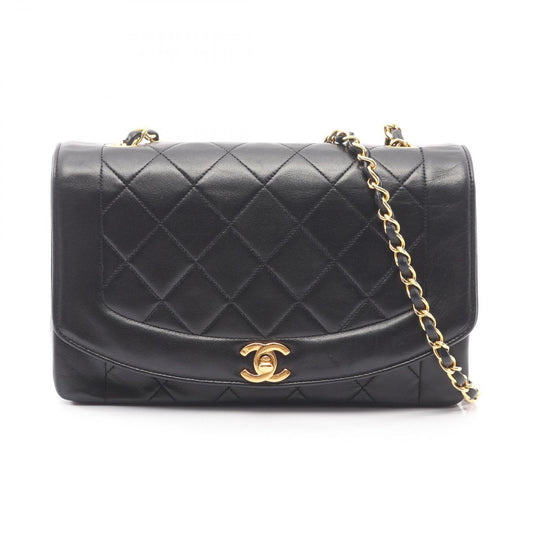 Chanel Shoulder Bag Quilted Diana Flap Black Lambskin Chain