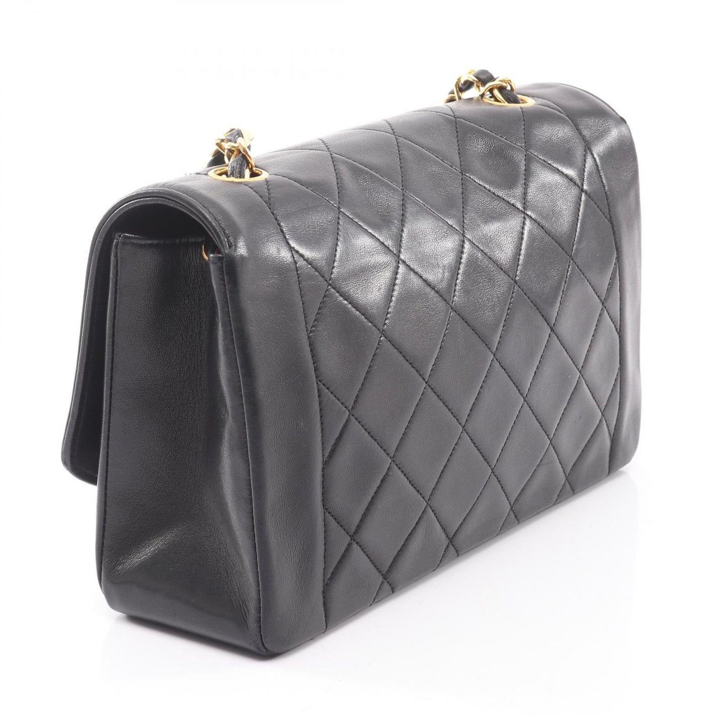 Chanel Shoulder Bag Quilted Diana Flap Black Lambskin Chain — view 2