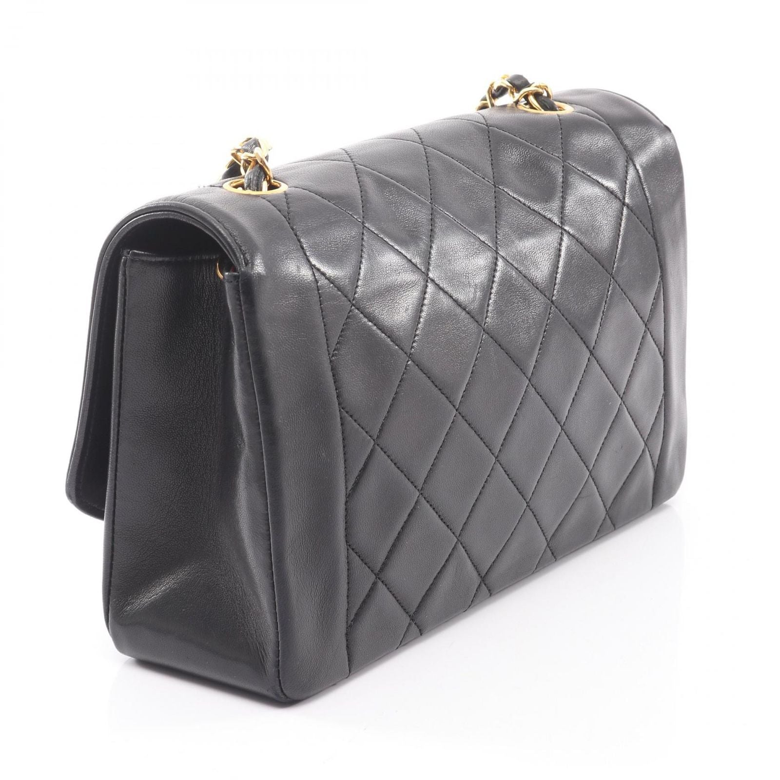 Chanel Shoulder Bag Quilted Diana Flap Black Lambskin Chain — view 2