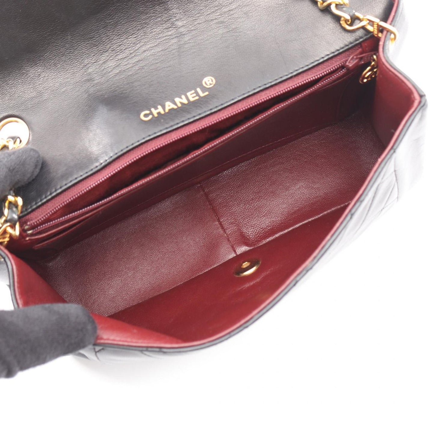 Chanel Shoulder Bag Quilted Diana Flap Black Lambskin Chain — view 3