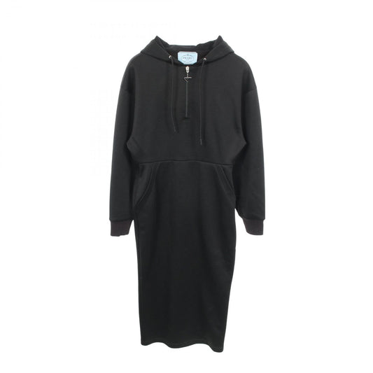 Prada Dress Half Zip Hooded Long Sleeve Cotton Hoodie