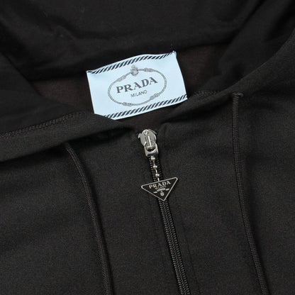 Prada Dress Half Zip Hooded Long Sleeve Cotton Hoodie — view 9