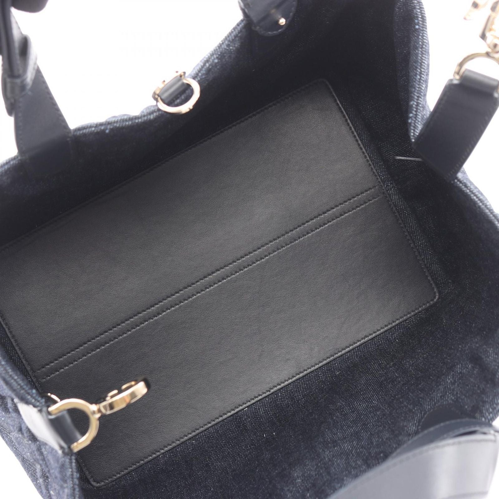 Dior Handbag Toujours Bag Graphic Cannage Indigo Blue Denim Leather — view 3